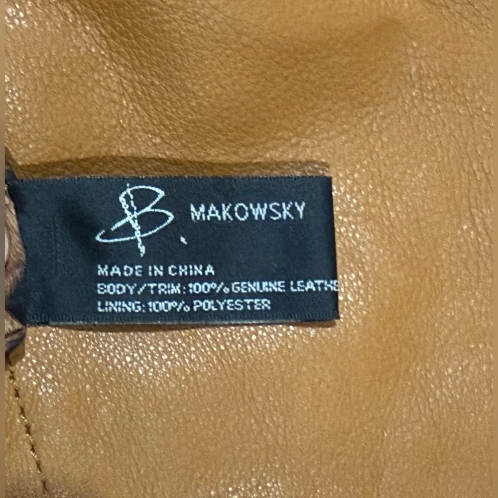 B Makowsky LEATHER Camel CROSSBODY Purse HANDBAG